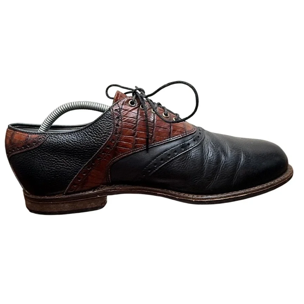 FootJoy Premiere Classics Dry 9.5 D Golf Shoes Wingtip Black Brown 50487 USA